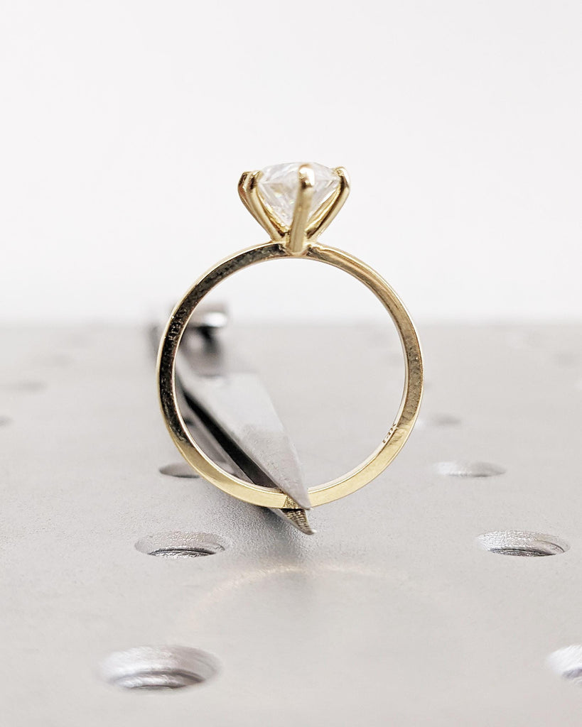 Pear Cut Lab Grown Diamond Ring | Pear Shaped Engagement Ring | Teardrop Solitaire Ring | Minimalist Ring | 14K Gold 1.6mm Thin Dainty Ring