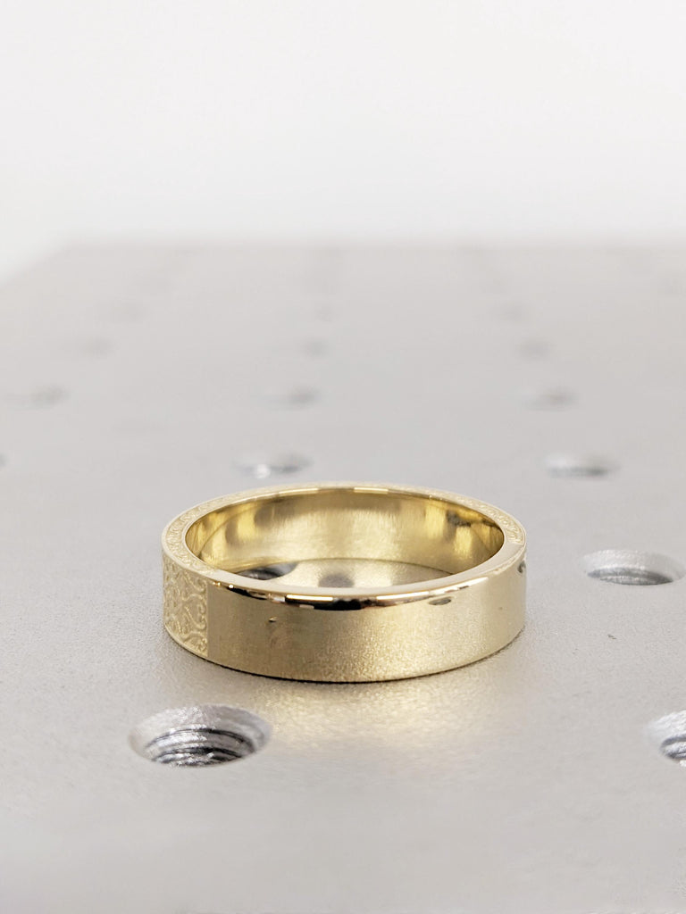 Men's Engagement Ring, Men's Wedding Band, 14K Yellow Gold Rings for Men, Unique Men's Custom Filigree Ring, Gift For Him, Valentine Gift