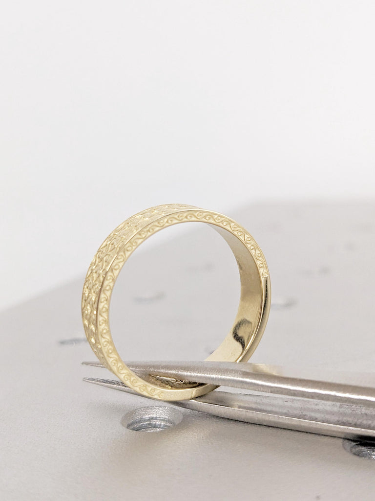 Men's Engagement Ring, Men's Wedding Band, 14K Yellow Gold Rings for Men, Unique Men's Custom Filigree Ring, Gift For Him, Valentine Gift