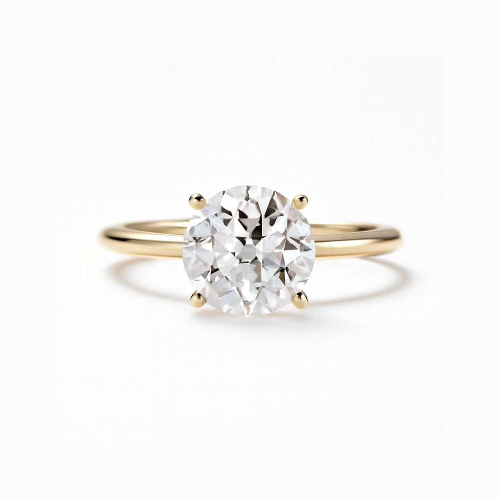 Round Moissanite Ring | Old Miner cut 14k Gold Engagement Ring | Moissanite Solitaire Ring | Simple Promise Ring for Her | Bridal Jewelry