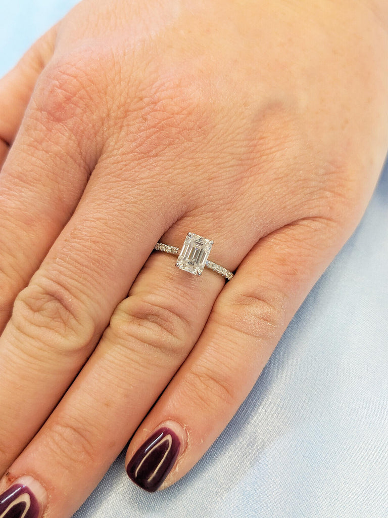 1ct Lab Grown Diamond Ring, Emerald Cut Ring