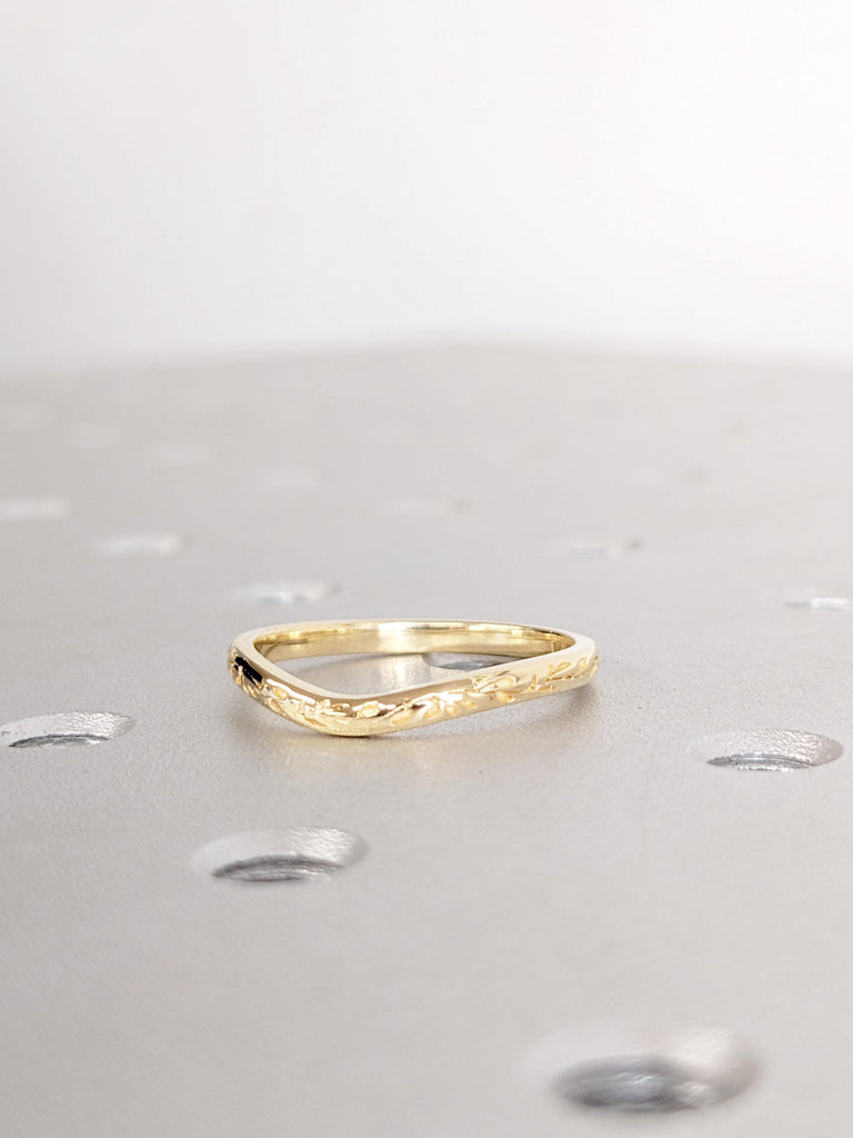 Unique Matching Ring, Women's Wedding Band, 18K Yellow Gold Stacking Ring For Women