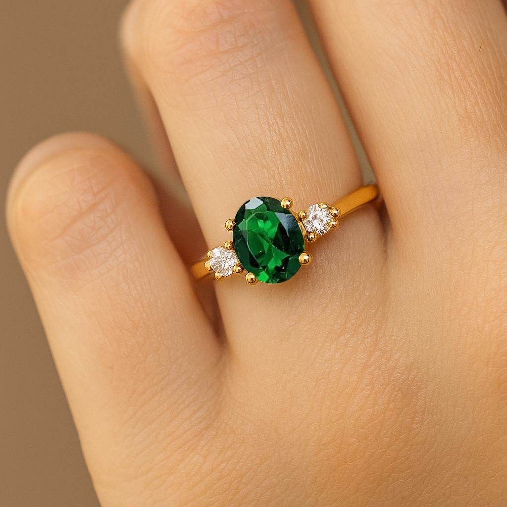 Lab Grown Emerald Ring, Oval Engagement Ring