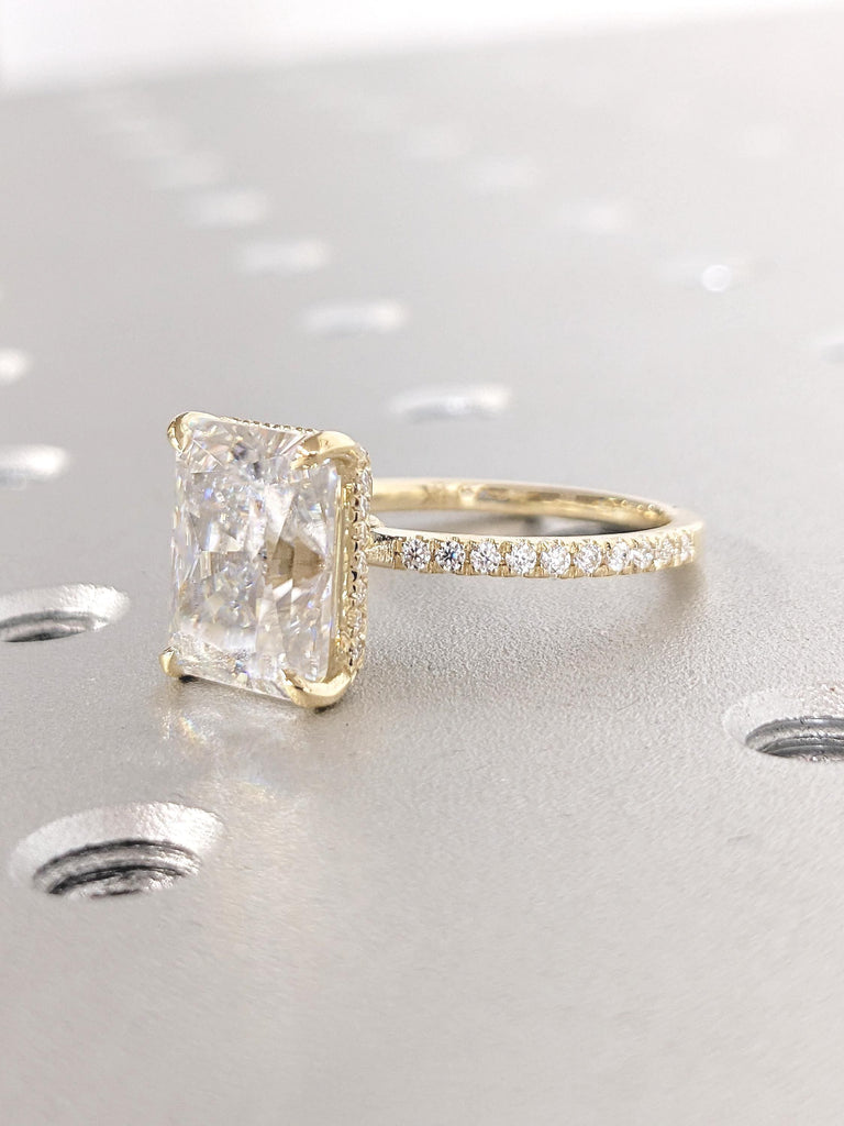 Lab Created Diamond Ring, Half Eternity 14k Solid Gold Ring