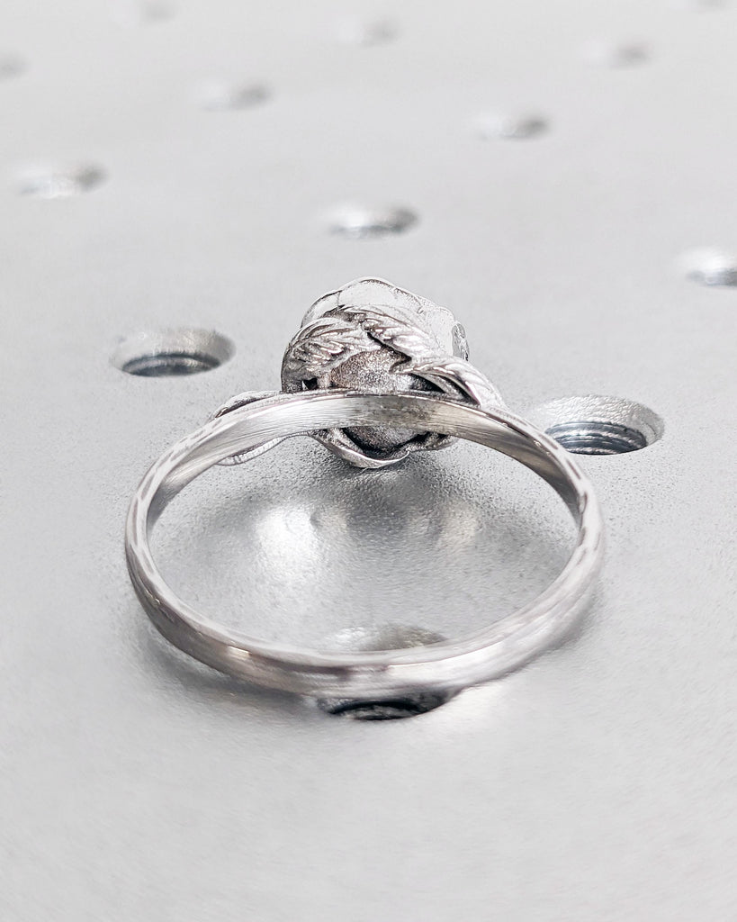 Vintage Round Tanzanite Engagement Ring • Violet Blue Purple Tanzanite Gemstone Ring • Floral Promise Ring • 14K White Gold