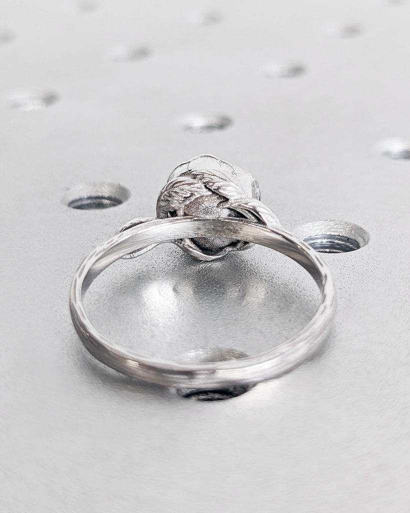 Tanzanite Floral Ring, Violet Purple Tanzanite Ring, Round Tanzanite Engagement Ring, White Gold Floral Promise Ring Women, Art Nouveau Ring