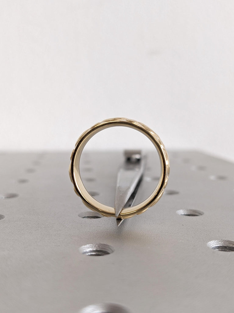 18k Yellow Gold Antique Scrollwork His Wedding Band: 6mm Custom Ring