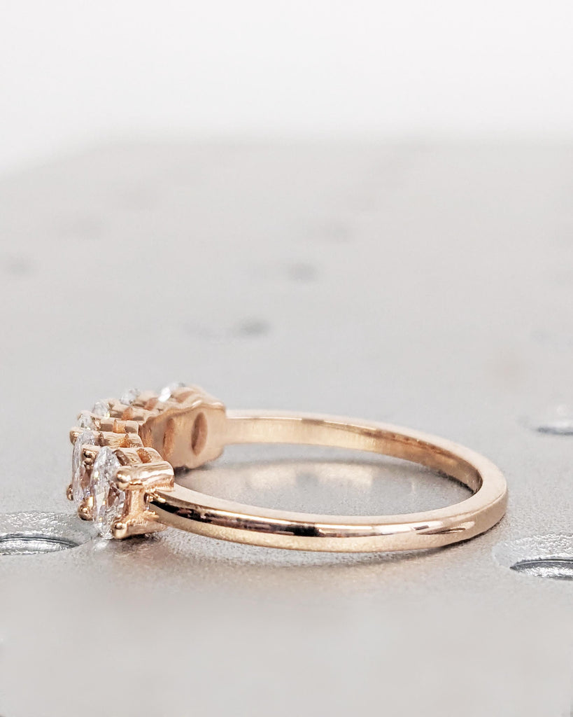 Oval Cut Diamond Eternity Band, VVS Lab Grown Diamond Anniversary Wedding Band, 14k Rose Gold
