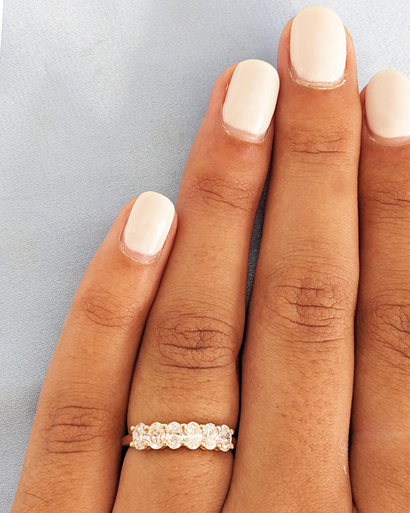 Oval Cut Diamond Eternity Band, VVS Lab Grown Diamond Anniversary Wedding Band, 14k Rose Gold