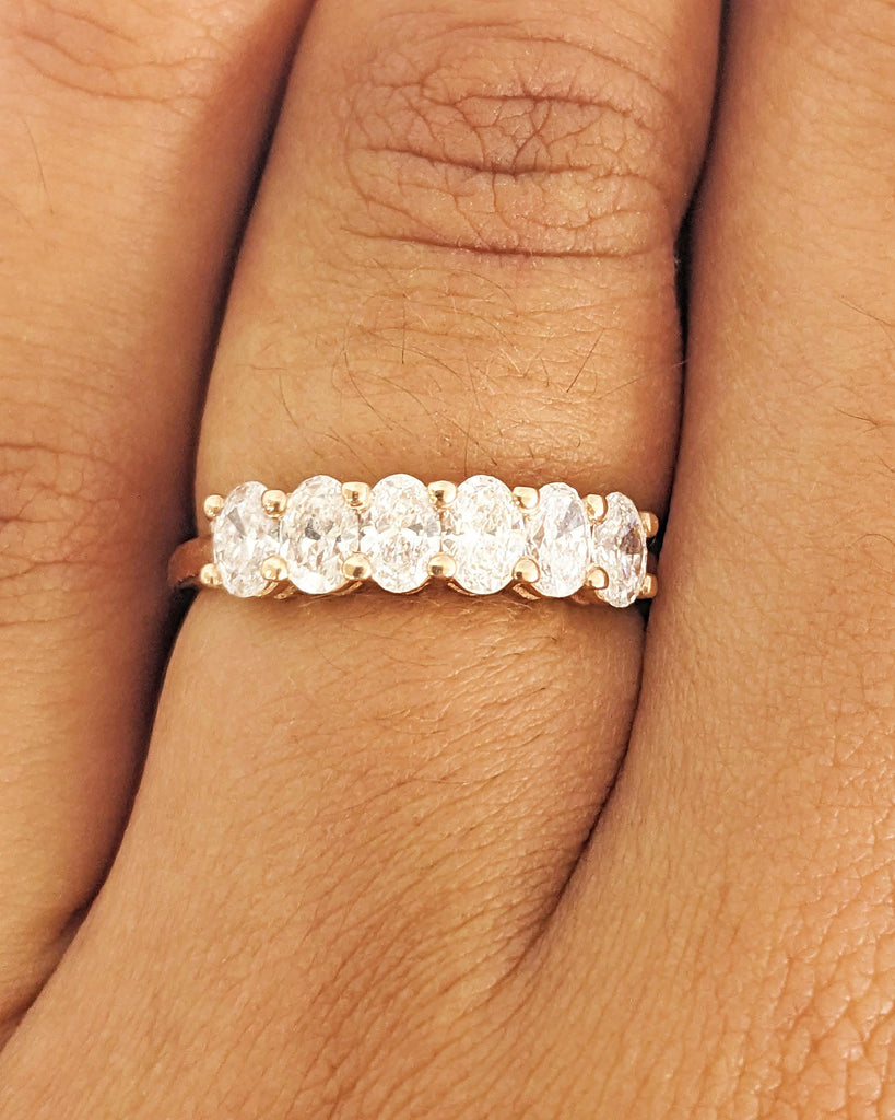 Oval Cut Diamond Eternity Band, VVS Lab Grown Diamond Anniversary Wedding Band, 14k Rose Gold