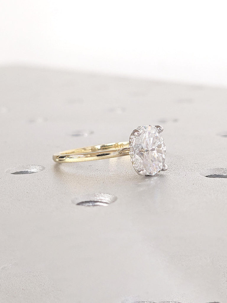 0.5-4ct Moissanite Ring, 14k/18k Gold Engagement Ring, Lab Diamond Hidden Halo Ring, Oval Cut Ring, Wedding Anniversary Ring, Statement Ring