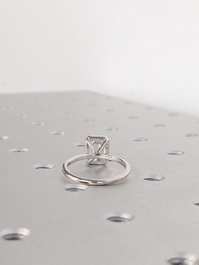 Unique Lab Grown Diamond Ring | 14K White Gold Solitaire Engagement Ring | Vintage Bezel Set Wedding Ring | Diamond Promise Ring For Her