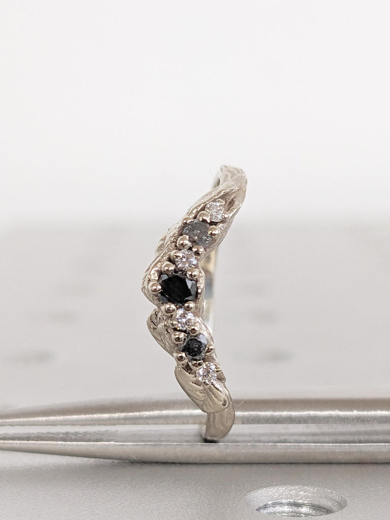 Stacking Ring, Black, Salt and Pepper Band