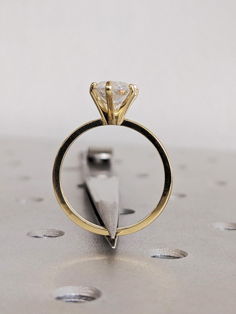 Custom Moissanite Solitaire Ring, 14K Yellow Gold Marquise Cut Moissanite Bridal Ring, White Moissanite Engagement Ring, Solid Gold Jewelry