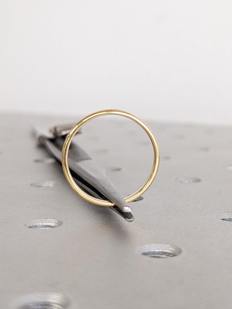 Classic Low Dome Wedding Band, Thin 18K Solid Yellow Gold Engagement Ring, Minimalist Comfort Fit Wedding Ring, Plain Women's Gold Ring