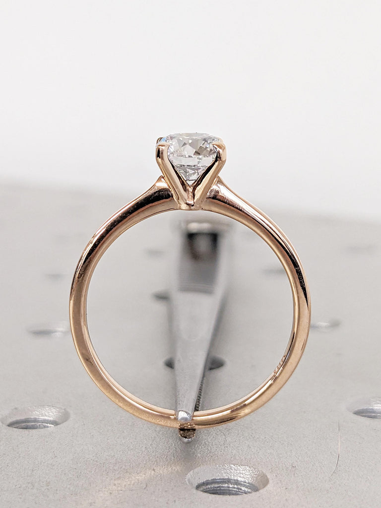 Solitaire Moissanite Engagement Ring, Dainty 18k Rose Gold Wedding Ring, Unique Moissanite Rings for Women, Anniversary Ring, Handmade Rings