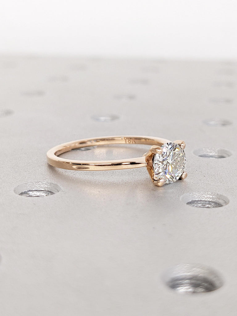 Solitaire Moissanite Engagement Ring, Dainty 18k Rose Gold Wedding Ring, Unique Moissanite Rings for Women, Anniversary Ring, Handmade Rings