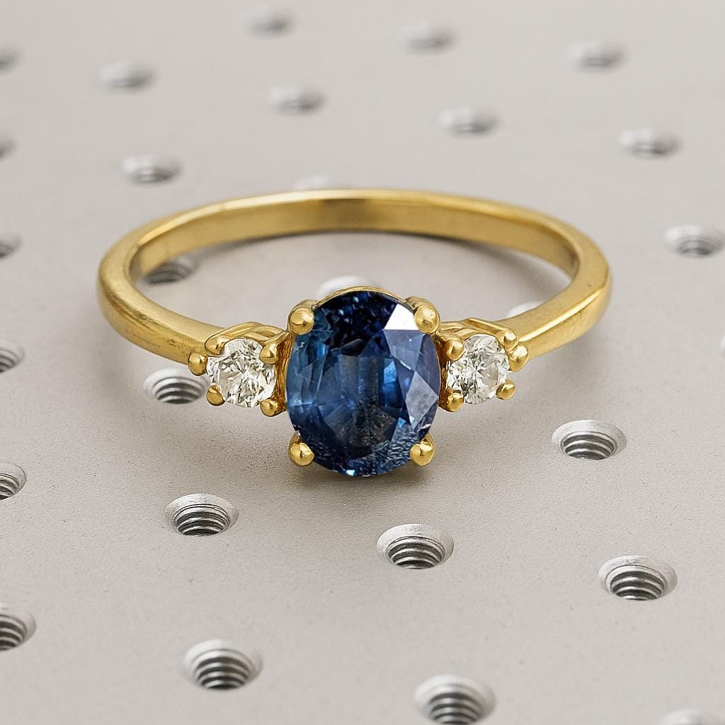 Diamond and Lab Grown Sapphire Ring