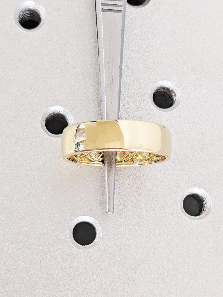 14K Solid Yellow Gold Hidden Celtic Knot Wedding Band, Custom Men's Eternity Ring, Timeless Celtic Design