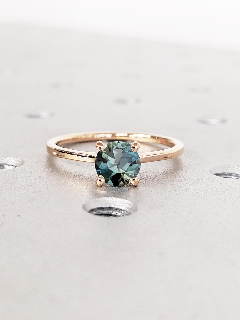 1ct Teal Sapphire Ring, One of a Kind Montana Sapphire Engagement Ring