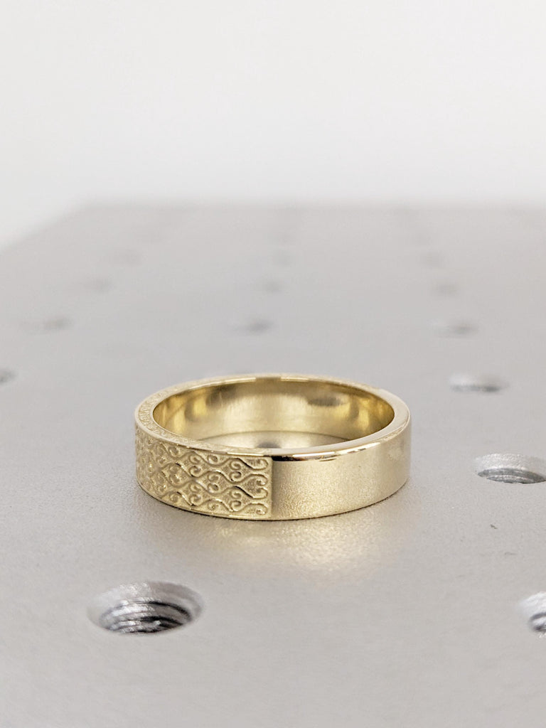 Men's Engagement Ring, Men's Wedding Band, 14K Yellow Gold Rings for Men, Unique Men's Custom Filigree Ring, Gift For Him, Valentine Gift