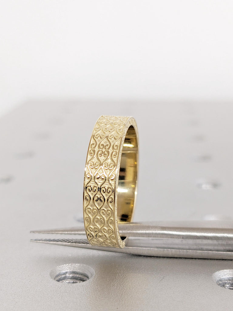 Men's Engagement Ring, Men's Wedding Band, 14K Yellow Gold Rings for Men, Unique Men's Custom Filigree Ring, Gift For Him, Valentine Gift