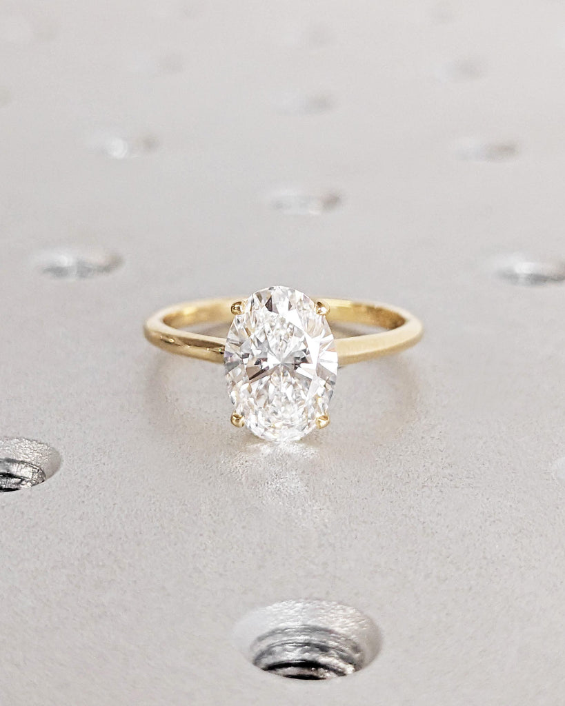 Oval Moissanite Engagement Ring, Oval Engagement Ring in 14K Solid Gold, Oval Solitaire Moissanite Ring, Anniversary Wedding Promise Ring for Women, Gift for Her