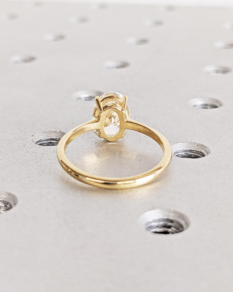 Oval Lab Grown Diamond Engagement Ring, Oval Engagement Ring 14K Solid Gold, Oval Solitaire Lab Diamond Ring, Anniversary Promise Ring Women