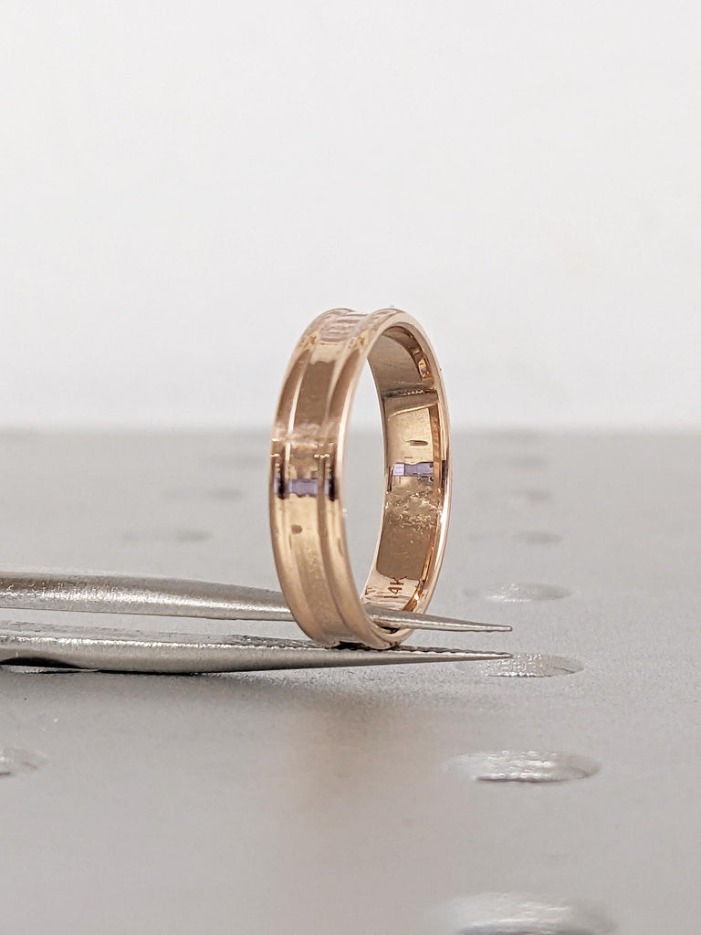 14k Rose Gold Wedding Band, Matching Rings, Unique Wedding Ring, Women's Wedding Band, Personalized Stacking Ring, Wedding Anniversary Gift