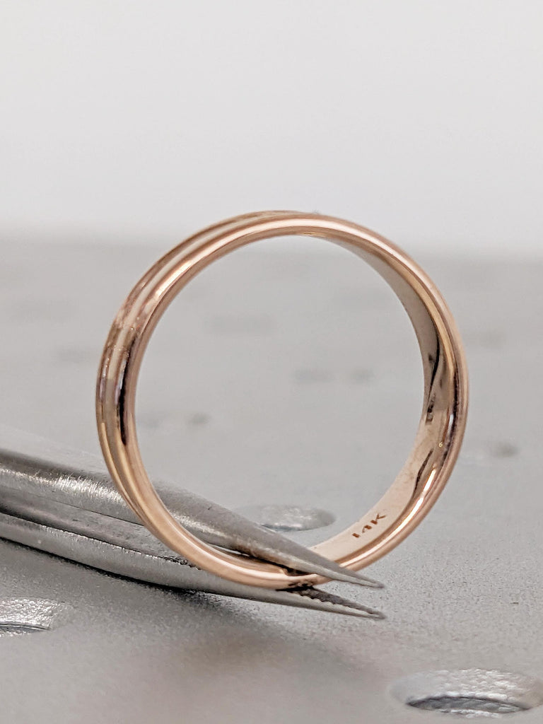 Dainty Wedding Band, 18k/14k Rose Gold Rings Women, Gold Stacking Ring