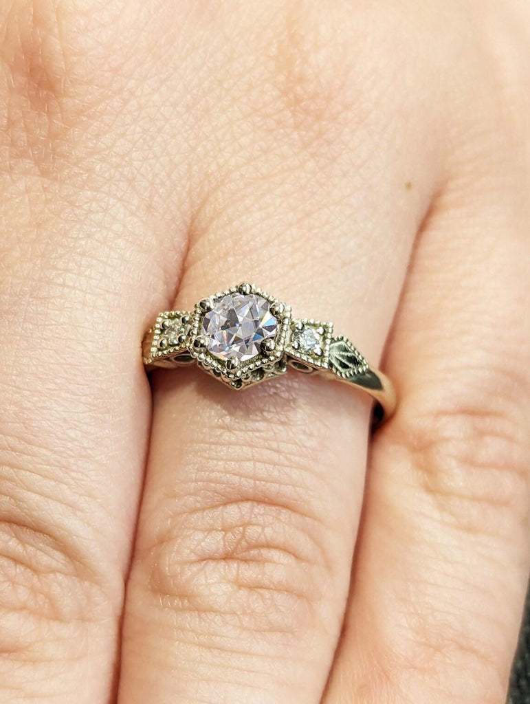 IGI Certified Lab Diamond Engagement Ring | Vintage White Gold Ring | Diamond Cluster Ring | Art Deco Bridal Ring | Anniversary Promise Ring