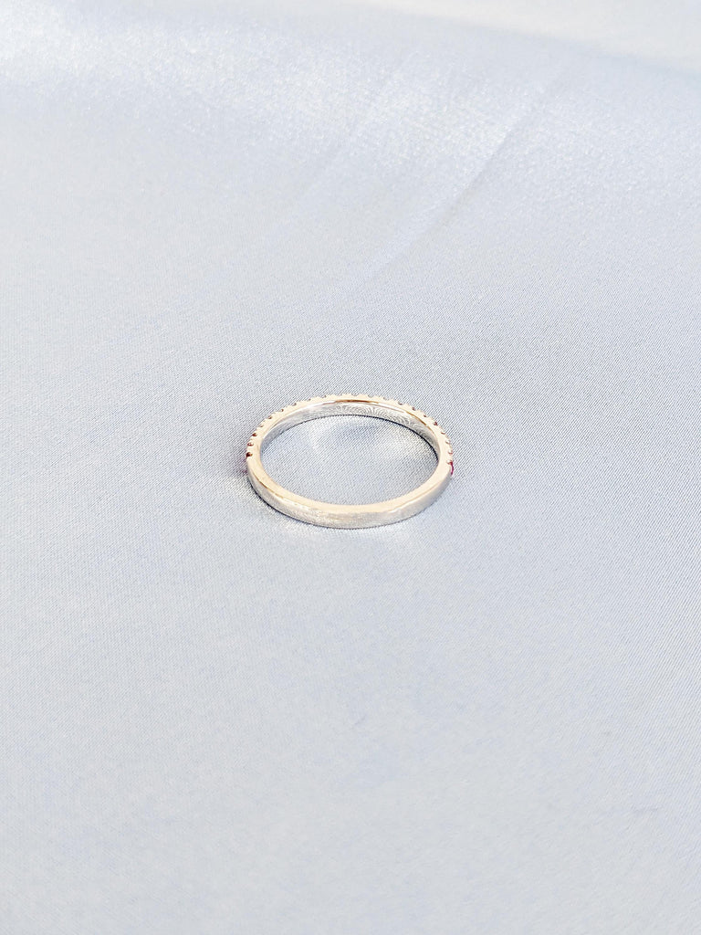 Natural Ruby Ring, Dainty 14k White Gold Wedding Band, Vintage Matching Ring, Red Ruby Stackable Ring, July Birthstone Ring, Gemstone Ring