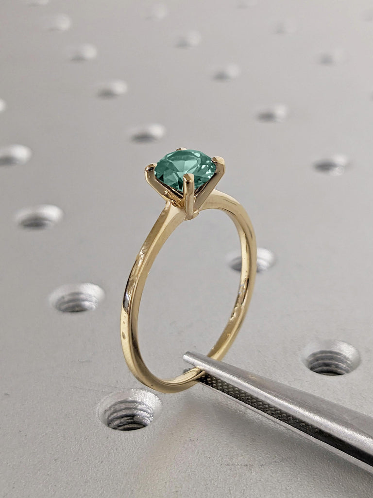 Promise Ring for Her, Unique Solitaire Ring, Vintage May Birthstone Ring