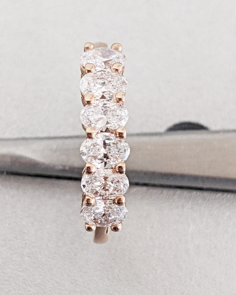 Oval Cut Diamond Eternity Band, VVS Lab Grown Diamond Anniversary Wedding Band, 14k Rose Gold