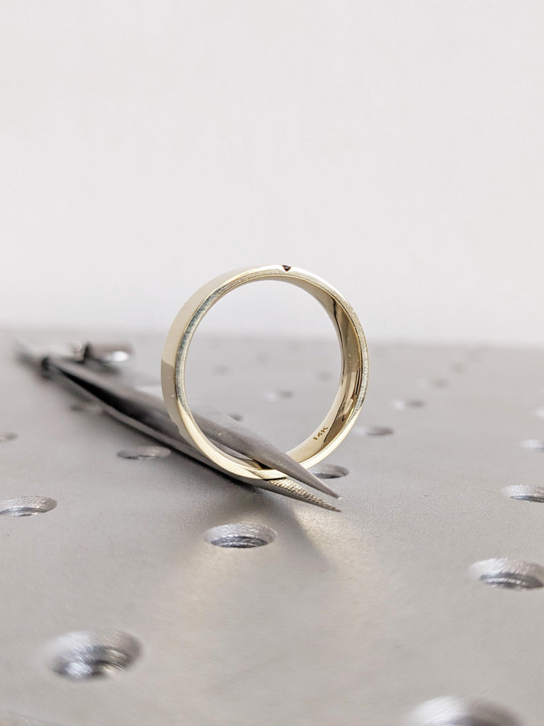 Men's Ombre Diamond Ring, 14K Yellow Gold Brushed Finish Men's Ring, Men's Engagement Ring, Men's Wedding Band, Solid Gold Ring Gift For Men