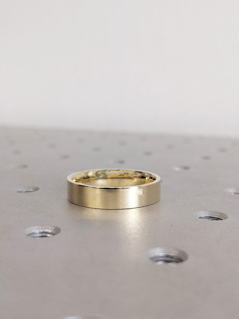 Men’s Ombre Diamond Engagement Ring, 14K Yellow Gold Brushed Finish Band, Solid Gold Men’s Wedding Ring