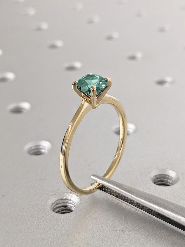 Promise Ring for Her, Unique Solitaire Ring, Vintage May Birthstone Ring