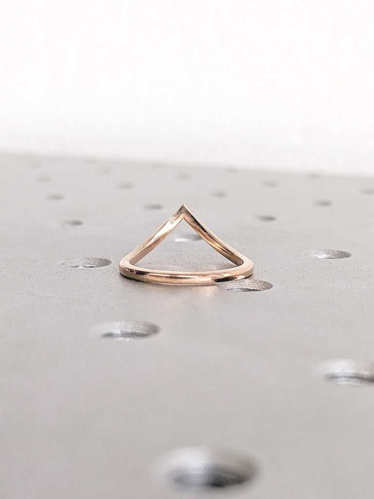 14k Rose Gold Wedding Band, Reverse Ombre Diamond Wedding Ring, Stackable Ring