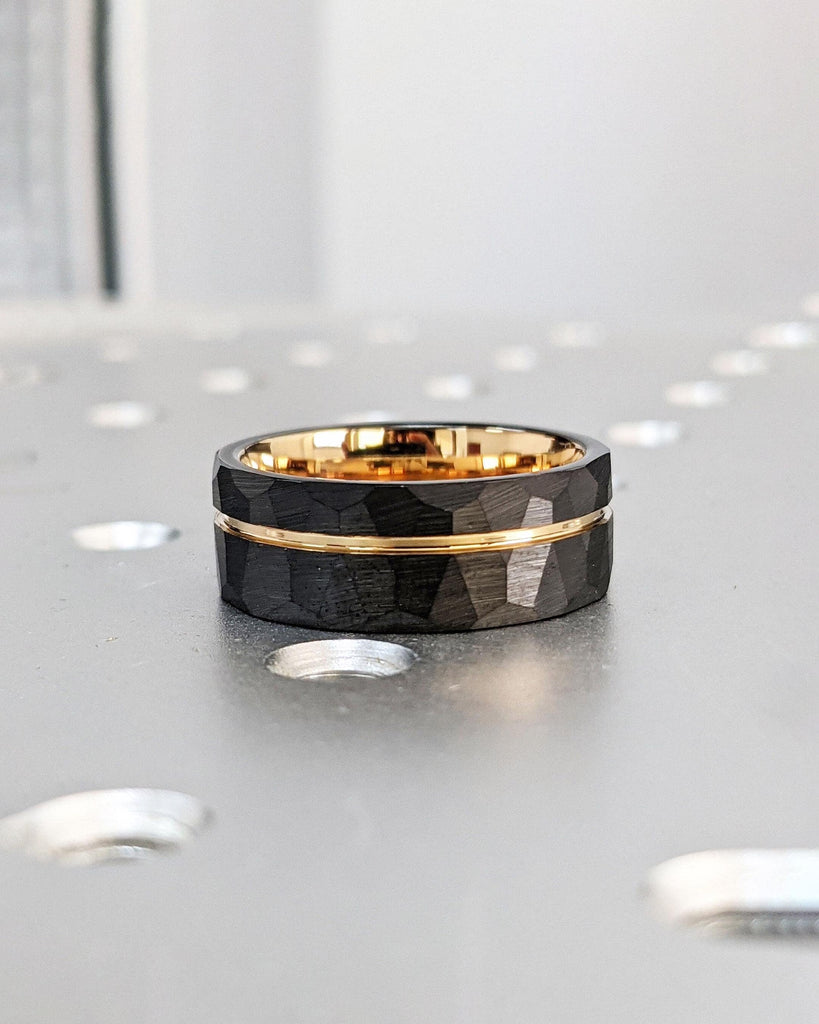 Mens Tungsten Engagement Ring | Rose Gold Men Wedding Ring | 8MM Wide Ring | Brushed Finish His Wedding Band