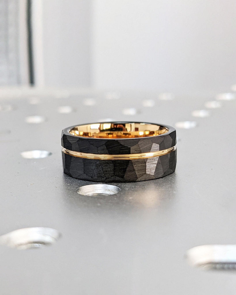 Mens Tungsten Engagement Ring | Rose Gold Men Wedding Ring | 8MM Wide Ring | Brushed Finish His Wedding Band