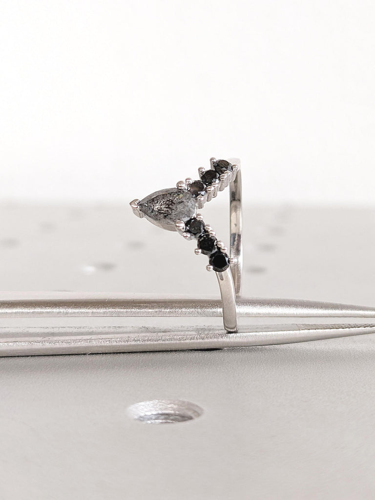 Diamond Wedding Band, Dainty 14k White Gold Band