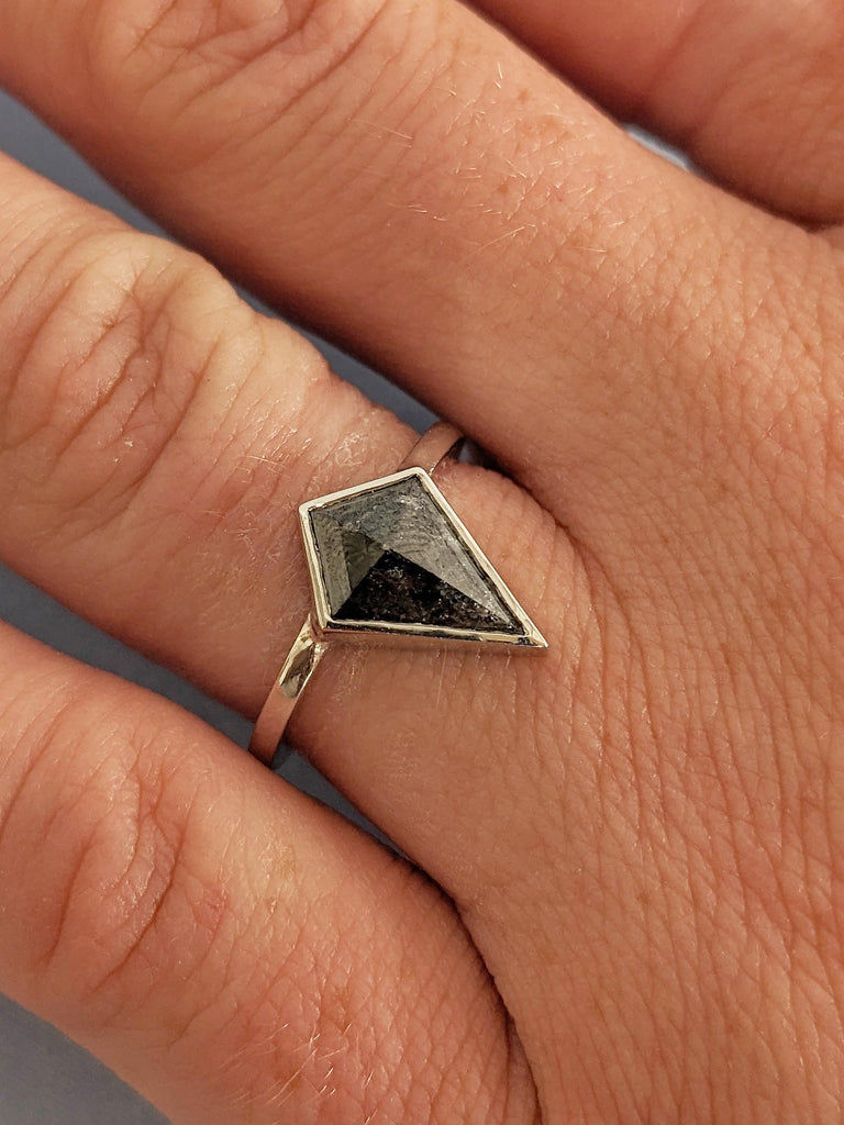 Bezel Ring, Salt and Pepper Diamond Engagement Ring