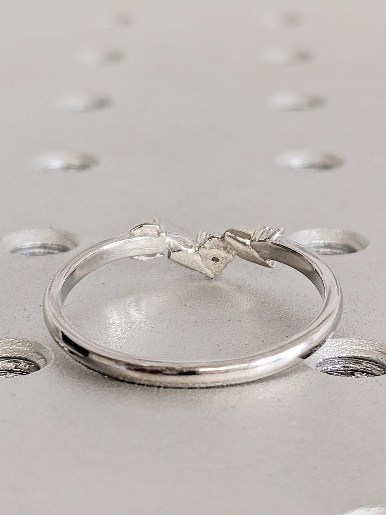 Diamond Vine Leaf Band, Platinum Nature Inspired Ring, Chevron Leaf Wedding Band, Handmade Women's Jewelry