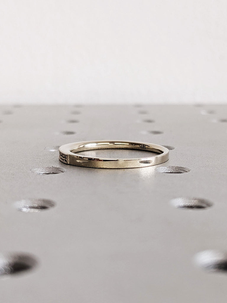 Dainty Round Cut Diamond Ring, 14K Solid White Gold Milgrain Band, White Pave Diamond Stacking Ring, Custom Ring, Anniversary Gift For Her