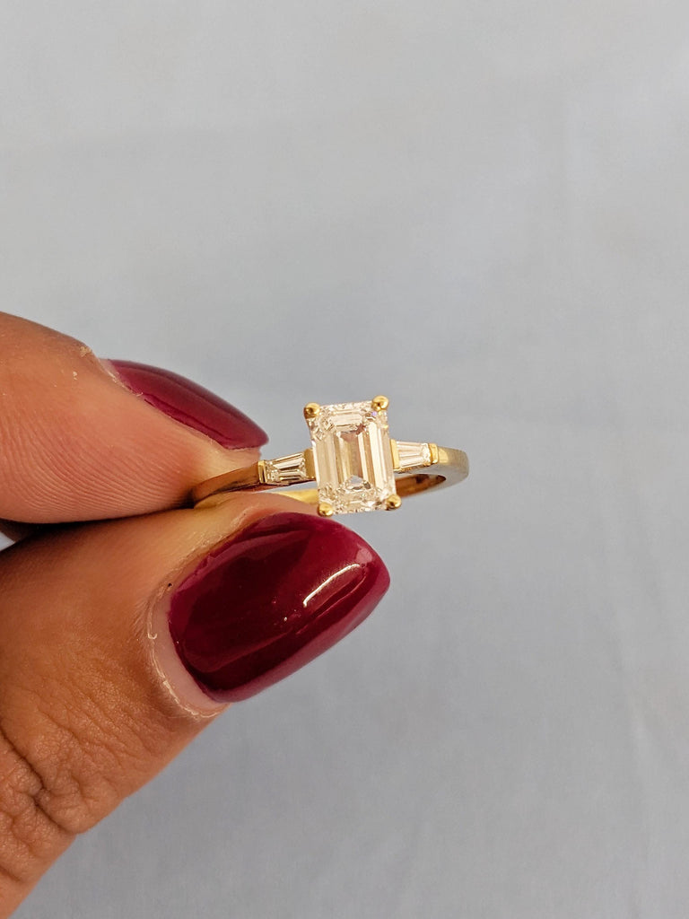 Moissanite/Diamond Tapered Baguette Ring, Wedding Anniversary Ring