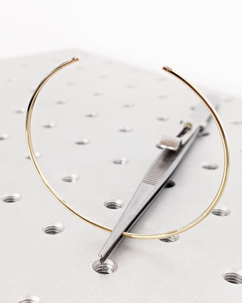 Diamond Open Bangle in Solid Gold, 14K Yellow Gold Open Cuff Bracelet, Salt and Pepper Diamond, Timeless Diamond Bar Bracelet, Birthday Gift