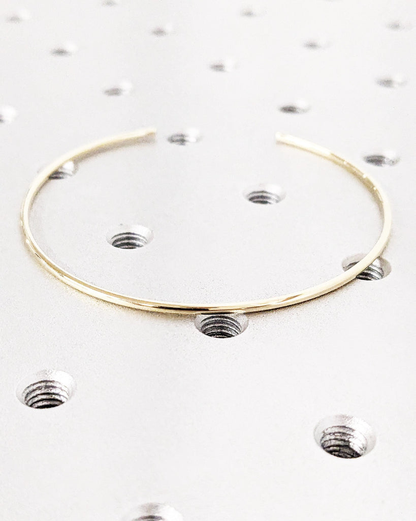 Diamond Open Bangle in Solid Gold, 14K Yellow Gold Open Cuff Bracelet, Salt and Pepper Diamond, Timeless Diamond Bar Bracelet, Birthday Gift