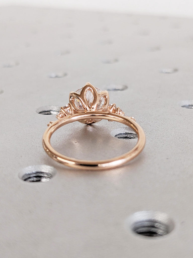 Unique Lab Grown Diamond Ring, Lab Diamond Engagement Ring, 14K Rose Gold Diamond Statement Ring, Snowdrift Diamond Cluster Ring, Ring Gift