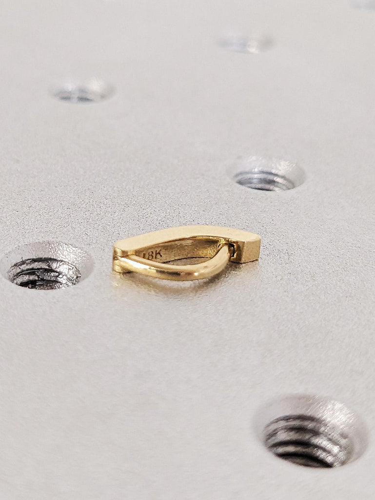 18K Gold Helix Earring, Ombre Diamond Curved Clicker Huggie Earring, Body Piercing, Women's Jewelry