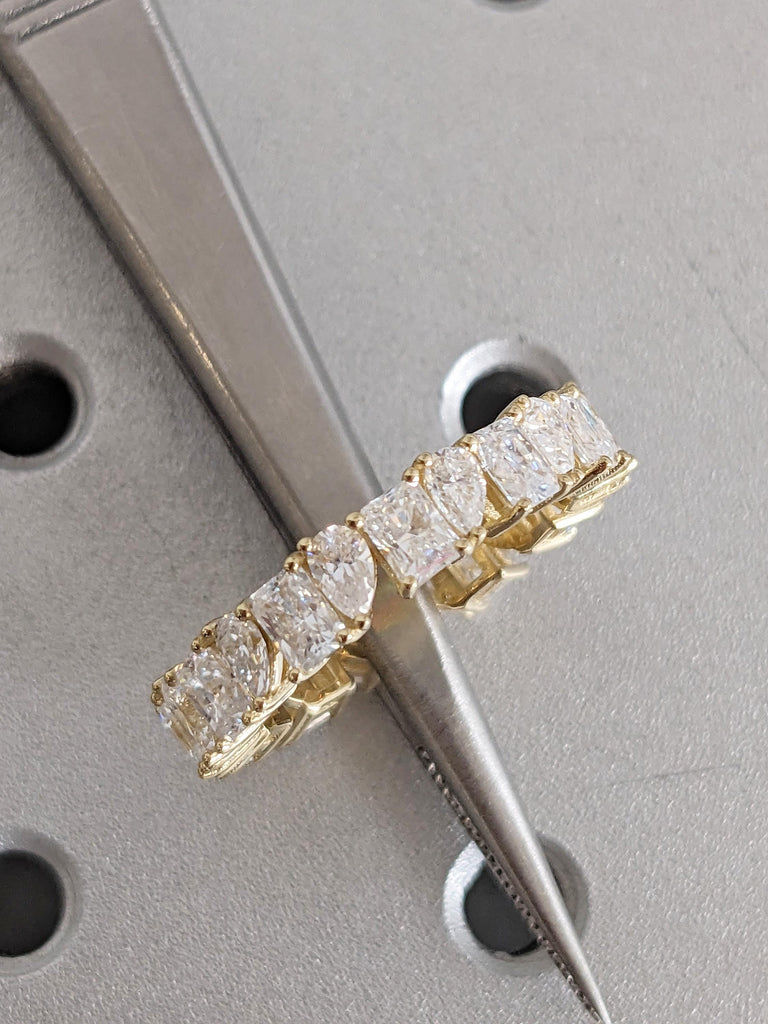 14K Yellow Gold Pear and Radiant Cut Diamond Ring, Matching Ring, Stacking Ring, Women's Wedding Band